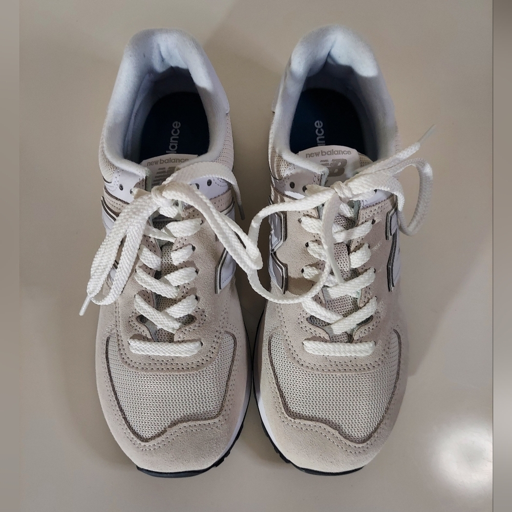 New Balance Classic 574 White/Bone Suede Casual Lace Up Sneakers WM Size US 9 - Picture 5 of 16